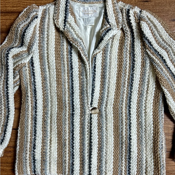 D.K. Gold by Donnkenny • Mohair/Lambswool • Striped • Beige/Brown/Grey • Jacket - Picture 3 of 14